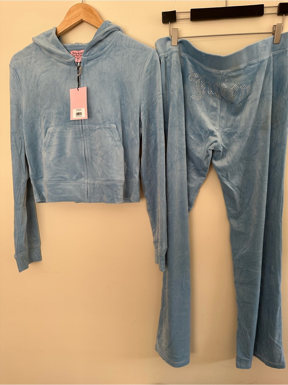 Juicy Couture Light Blue Velour Hoodie & Pants Set